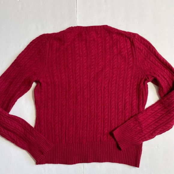 Wool Cashmere Cable Knit Sweater EUC M Women Angora Burgundy Viscose Red - Picture 12 of 16